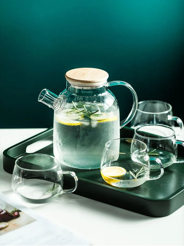 1L Transparent Borosilicate Glass Teapot Heat-Resistant Large Clear Tea