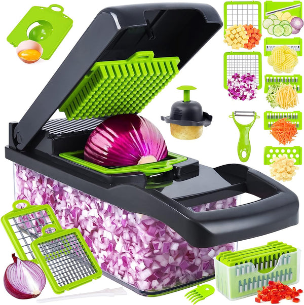 Professional Vegetable Cutter, Onion Chopper, Multi-Functional 13 in 1,