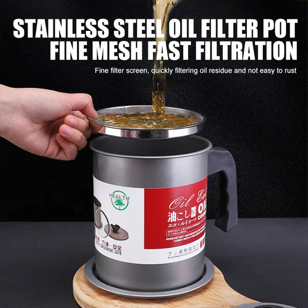 1.4L Kitchen Oil Strainer Pot Grease