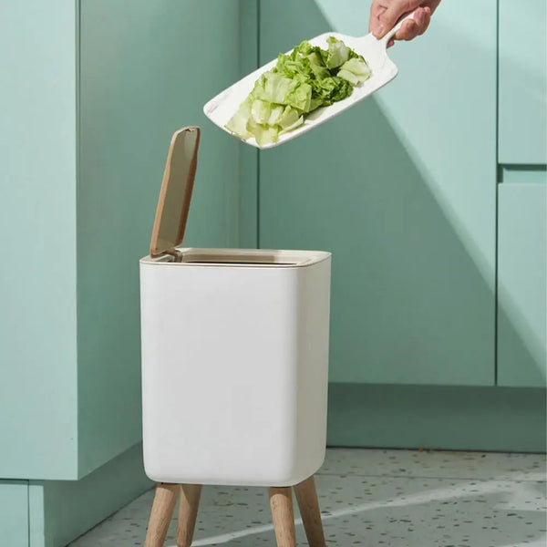 Trash Can with Lid Press Dustbin for Living Room Toilet Bathroom Kitchen Garbage Bucket