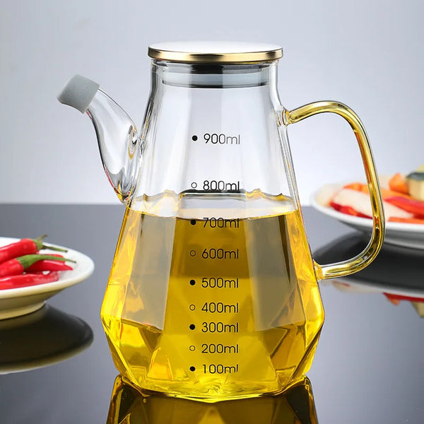 Oil bottle with scale and handle kitchen