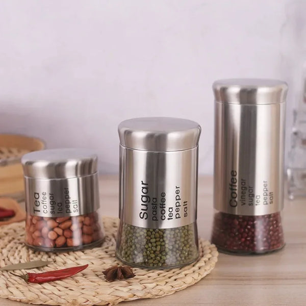 Tea Can Round Transparent Glass Sealed Jar Kitchen Supplies