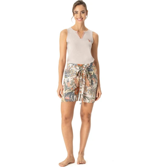 U.s. Polo Assn. Women's Cotton Modal Fabric Shorts Suit, Sleeveless and Pocket Home Wear